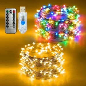 Indoor USB Copper Wire Fairy Lights Remote Control 8 Modes 2M20LED-30M300LED for Bedroom Wall Window Holiday Decoration Indoor