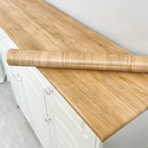 PVC Oil-proof Wood Grain Sticker Self-adhesive Wallpaper for Kitchen Countertop, Furniture, Cabinet, Table, Wall Renovation, 1 R