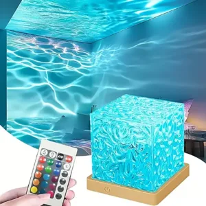 Ocean Wave Aurora Projector Light USB Remote RGB Water Ripple 16 Colors Night Light Home Office Bar Living Room Ambient Light