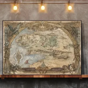 Classic Vintage Middle Earth Map Canvas Painting Magic Movie Posters Prints Wall Art for Living Room Home Decor