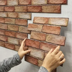 5/10pcs Self Adhesive Waterproof 3D Wall Panels, Brick Wallpaper, Retro Sticker for Bathroom, Fireplace Decorative Wall Stick