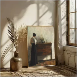 Vintage Woman Reading Antique Oil Painting on Canvas Posters Print Wall Art Pictures Victorian Ladies Gallery Art Home Decor