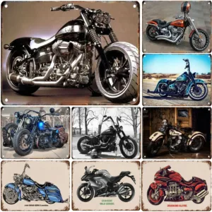 HD Metal Tin Sign Vintage Classic Motorcycle Chopper Biker Poster Wall Decor for Garage Man Cave Bar Home Decoration