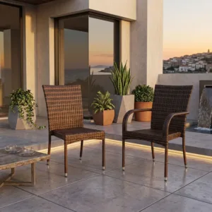 Italian Rattan 3 Piece Garden Furniture Sets Patio Outdoor Table and Chairs Leisure Sofa Set for Balcony Home Terrace