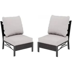 2-Seat Outdoor Sectional Sofa Set, Woven Rattan Patio Furniture for Garden, Deck, and Backyard