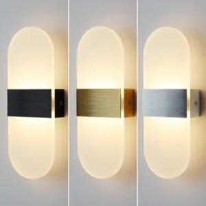 Modern Style Indoor LED Aluminum Body Matte Acrylic Hotel Corridor Bedroom Bedside Right-Angle Rounded Wall Lamp