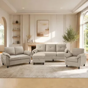Living Room Furniture Sets, L Shaped Couch and Loveseat and Chair, Sofa Set, Customized