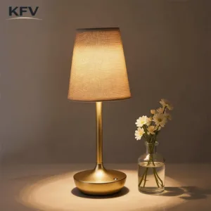 KFV LED Table Lamps Classic Decoration Desk Lamp Dimmable USB Rechargeable Desk Light Fabric Lampshade Table Lamp for Bedroom