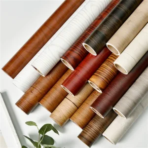 50cm Wide Wood Grain Home Decor Furniture Waterproof Vinyl Wall Sticker Self Adhesive PVC Wallpaper Kitchen Cabinet Door Stic