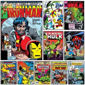 Vintage Iron Man Demon In A Bottle Comic Cover Canvas Wall Poster,Retro Marvel Superhero Comic Book Art Print,Unframed Canvas