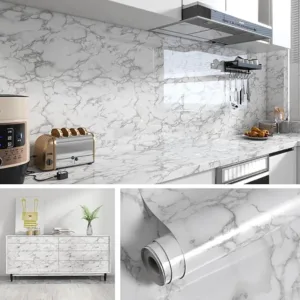 Decorative Waterproof Moisture-Proof Oil Resistant Self-Adhesive Wallpaper Ceramic Tile Wall Sticker 40cm Marble Countertop