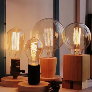 Modern Wood Table Lamps E27 Retro Desk Decora Light Indoor Art Lamp Living Room Bedroom Bedside Decoration Light Base EU Plug