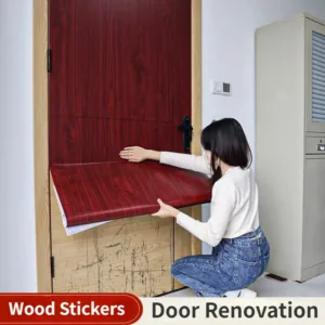 90CM Width Wood Grain Door Stickers Waterproof Self Adhesive Wallpaper Wardrobe Cupboard Furniture Renovation Kitchen Home De