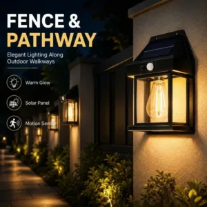 Outdoor Solar Wall Lights Waterproof Porch Square Lights with Motion Sensor Front Fence Lantern Lights for Yard Garage Decor