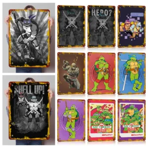 TMNT Tinplate Posters Custom Wall Art Vintage Metal Signs Retro Tin Plaque for Gamer Fans Gaming Room Modern Home Decoration