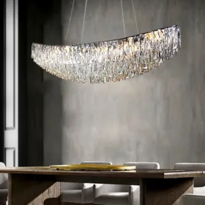 Crystal Boat Chandelier Chrome Golden Modern Hanging Lamps for Ceiling Home Decor Restaurant Italy Lights for Dining Table