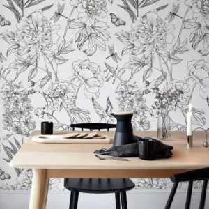 Floral Modern Wallpaper Waterproof Wear Resistant Wall Sticker Peel and Stick Self Adhesive Removable Home Decoration Wall Pa