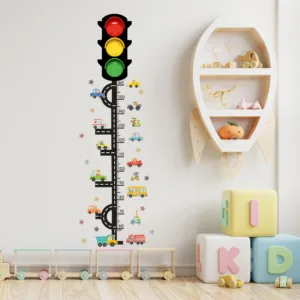 Cartoon Traffic Light Car Kids Height Chart Wall Sticker Removable Nursery Room Decor Decal