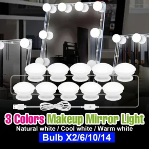 LED Mirror Bulbs USB Dressing Table 3 Colors Make Up Lights Hollywood Style Makeup Lamps 5V Dimmable Bathroom Washroom Fill Bulb