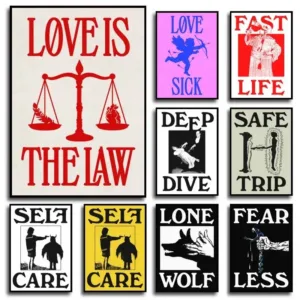 Vintage Quotes Love Is The Law Classic Posters Print Self Care Deep Dive Fast Life Wall Art Canvas Painting for Home Decor