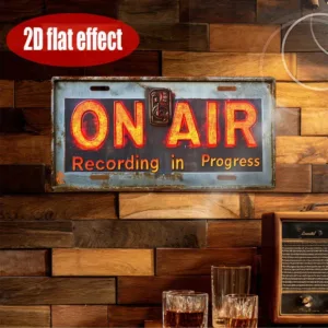 2D Flat, 1pc Vintage "ON AIR" Studio Recording Metal Sign - Classic Broadcast Style Wall Decor with Illuminated Border