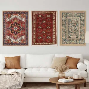 Medieval Oriental Persian Carpet, Art on Canvas Prints, Abstract Posters, Renaissance Vintage Carpet Painting, Wall Pictures