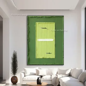 Light Green And White Abstract Canvas Artwork New Original Orange Brown Thick Oil Painting Simple Wall Art Decor For Living Room