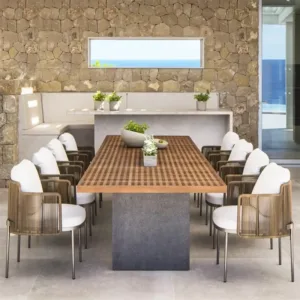 Modern Teak Outdoor Sofa Set for Hotel & Villa Use Waterproof Patio Garden Furniture with Aluminum Frame