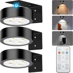 3-Pack Magnetic Art Display Picture Lights with Remote 3 Lighting Modes Battery Operated Dimmable & Timer Art Wall Lights