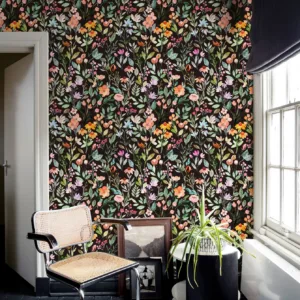 Watercolor Black Crush Floral PVC Wallpaper Elegant Waterproof Furniture Sticker Home Decoration Flower Vinyl TV Background