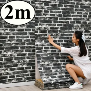 3D Wall Sticker 70cmx10m Continuous Retro Imitation Brick Wallpaper Self Adhesive Waterproof Wallcovering Living Room Wall De