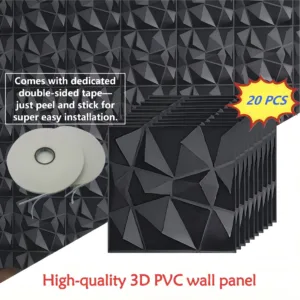 20PCS 3D Wall Panels 30x30cm Indoor Wall Decoration for Living Room Bedroom Hotel Office Mural Tile-Panel-Mold 3D Wall Sticke