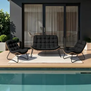 Outdoor Loveseat, Outdoor Sofa Set (3PCS Black), Customized