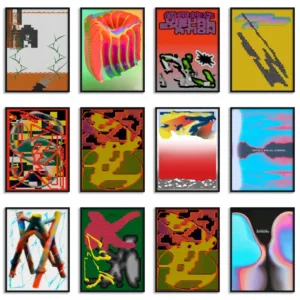 Vintage Classic Sci-Fi Art Poster Abstract Spectrum Flow Print Mid Century Canvas Painting Wall Art Picture for Club Home Dec