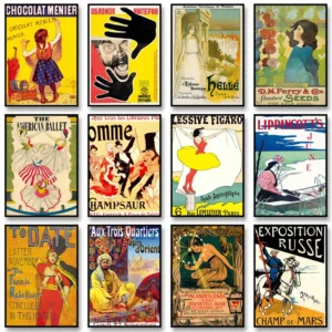 Vintage Classic Advertise Posters Retro Illustration Prints Canvas Painting Wall Art Picture for Living Room Home Decoration