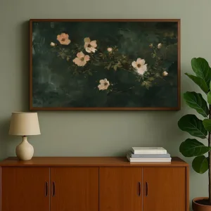Vintage Luxury Floral Poster Deep Green Classic Print Decorative Painting Wall Art Home Décor for Bedroom Living Room Hallway