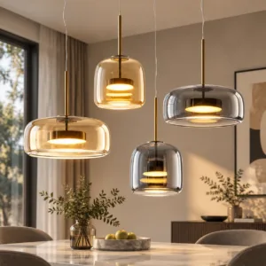 Persun modern LED glass pendant lamp D23/33cm indoors Adjustable height hotels/restaurants/bedrooms chandelier