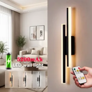 5200mAh Battery Operated Wall Lights Wire-less Rechargeable LED Picture Lights Touch Switch Dimmable 3CCT USB Wall Lights Remote