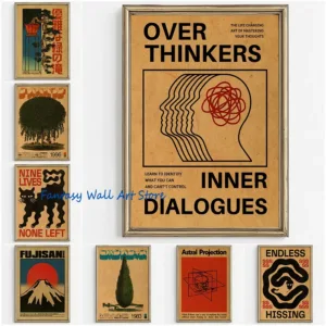 Vintage Abstract Open Your Mind Japanese Exhibition Botanical Poster Home Bedroom Bar Cafe Art Painting Canvas Prints Wall De