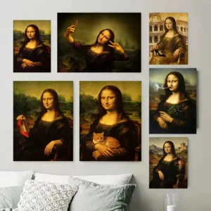 Classic Vintage Mona Lisa Canvas Prints, Modern Character Canvas Wall Art for Living Room Home Decoration Cuadros